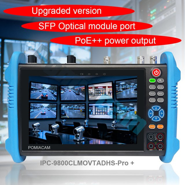 POMIACAM 7-Zoll IPS-Touch-IP-Kameratester mit 8K Unterstützung, 90 W PoE++, PTZ-Steuerung und UTP/RJ45 TDR-Kabeltest in Blau - Bild 1
