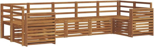 vidaXL 7-teilige Garten-Sofagarnitur aus Massivholz Akazie in Braun und Beige mit L-Form und Polstern - Bild 1