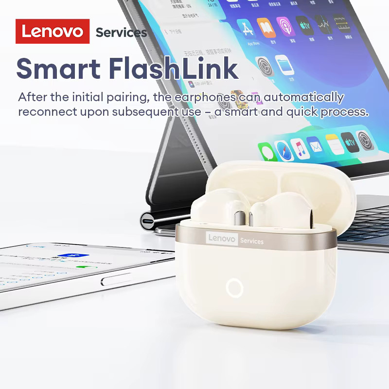 Lenovo LE258 TWS Kabellose Bluetooth V6.0 Stereo-Ohrhörer mit Geräuschunterdrückung und Mikrofon in Weiß oder Beige - Bild 2