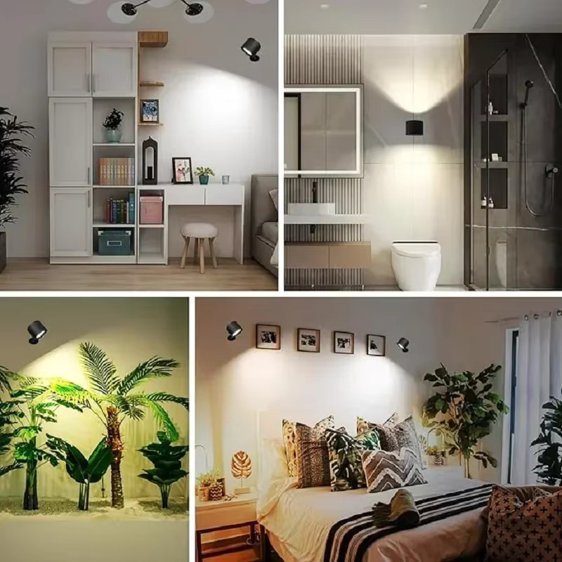 GGBEE Wiederaufladbare LED-Wandleuchte in Schwarz mit Touch-Steuerung, Fernbedienung und dimmbarer Doppelkopf-Spotlight-Funktion für warmweißes Licht im Schlafzimmer - Bild 4