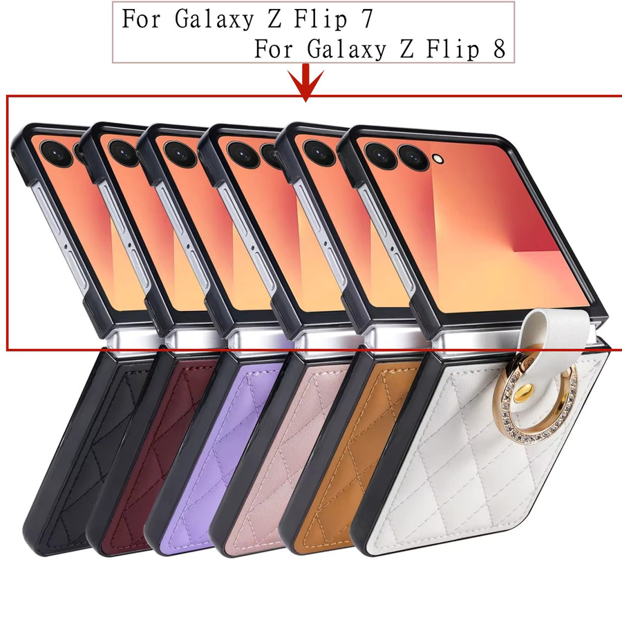 Stoßfeste PU-Leder Handyhülle mit Ringhalter für Samsung Galaxy Z Flip 5G in Schwarz - Bild 3
