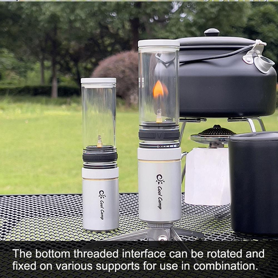 TOMTOP JMS Tragbare Gaslampe aus Metall und Glas in Silber für Outdoor, Angeln, Picknick und Zelt - Bild 2