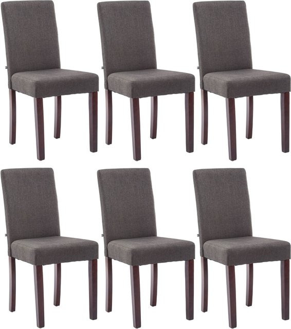 6er Set Esszimmerstühle Ina von CLP in Grau mit Stoffbezug und Holzgestell - Bild 1