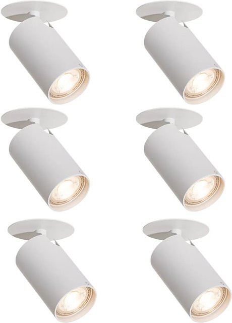 QAZQA Set mit 6 modernen Einbaustrahlern in Weiß, GU10, Durchmesser: 55 mm - Bild 1
