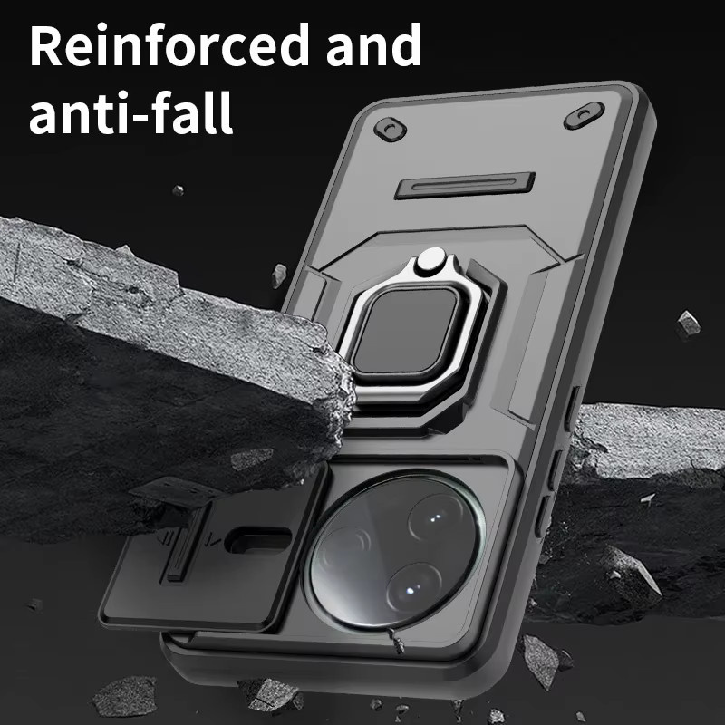 Stoßfeste Schutzhülle für Xiaomi Poco F7 Pro, F7 Ultra und POCO X7 mit magnetischem Ring-Ständer in Grau - Bild 4