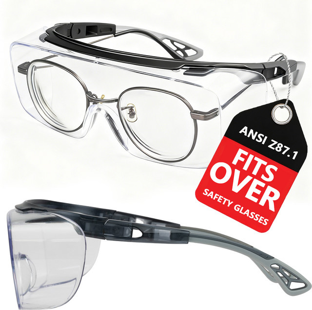 VOPHA Schutzbrille HM6 über der Brille mit ANSI Z87.1-Gläsern, transparent, mit Antibeschlag- und Kratzschutz sowie Seitenschutz - Bild 1
