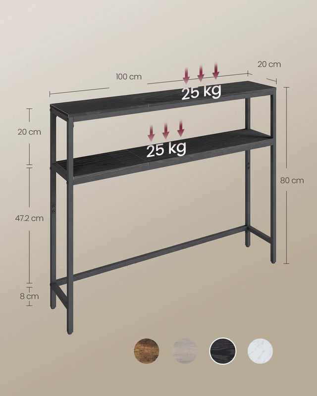 VASAGLE Konsolentisch im Industrial Design mit 2 Ablagen, Anthrazit/Schwarz, B/T/H: 100 x 20 x 80 cm - Bild 5