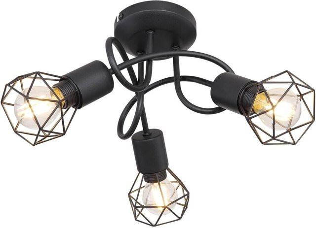Globo Lighting Deckenleuchte Xara in Schwarz aus Metall mit 3 E14 Fassungen, Höhe: 36 cm, Breite: 20 cm - Bild 1