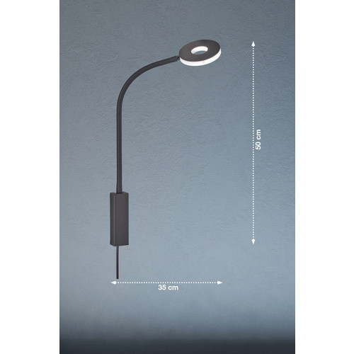 Fischer & Honsel Bettleuchte Cama LED Wandleuchte Schwarz B: 10 cm, H: 50 cm - Bild 3