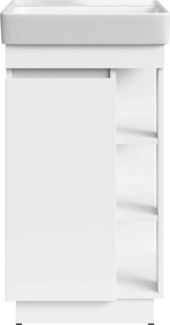 Planetmöbel Badmöbel Set NYX Matt Weiß mit Waschbecken, Breite: 45 cm - Bild 1