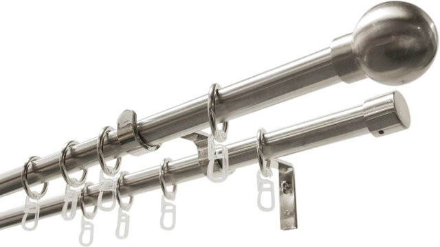 Gardinia Gardinenstangen-Set Kugel in Edelstahloptik, Farbe Silber, Durchmesser: 16 mm / 19 mm, Länge: 120 cm bis 210 cm - Bild 1