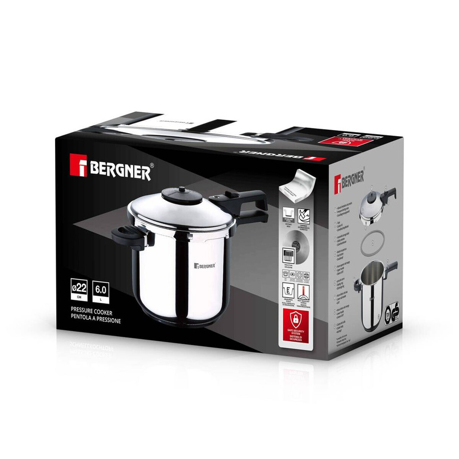 Bergner Schnellkochtopf Creta aus Edelstahl in Schwarz und Silber, B/H/L: 22 x 27 x 42 cm - Bild 2