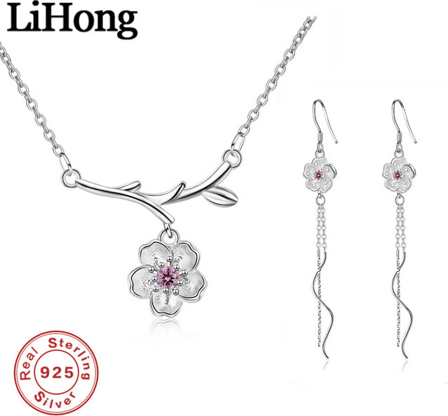 Lihong Schmuck-Set, Sakura-Quasten, 925 Silber, Zirkonia, Damen - Bild 1