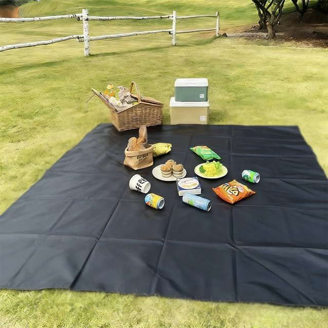 Wasserdichte Picknickmatte aus PVC für Camping und Outdoor, Farbe: Schwarz - Bild 1