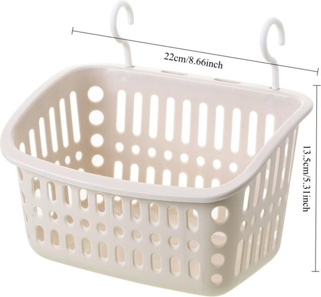 Hängender Organizer aus Kunststoff mit Haken von Pearclub, rechteckiger Aufbewahrungskorb für die Dusche, Farbe: Beige, B/T/H: 22 x 13,5 x 13,5 cm - Bild 1