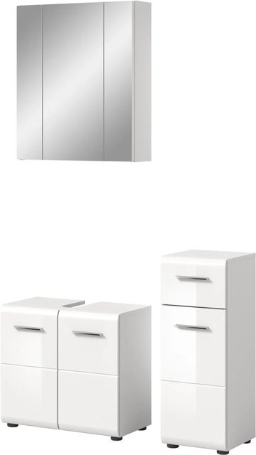 Inn.Furn Badmöbel-Set Cover 3-teilig in Weiß Hochglanz mit LED-Beleuchtung, Breite: 105 cm, Höhe: 185 cm, Tiefe: 30 cm - Bild 1