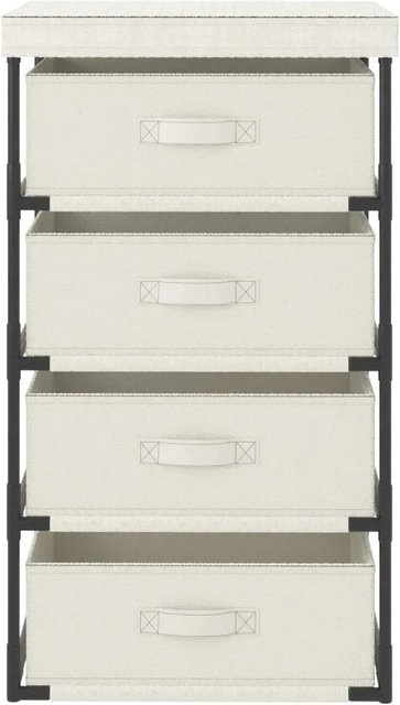 vidaXL Aufbewahrungsregal aus Stahl mit 4 Stoffkörben in Beige, B: 80,0 cm, H: 45,0 cm, T: 38,0 cm - Bild 1