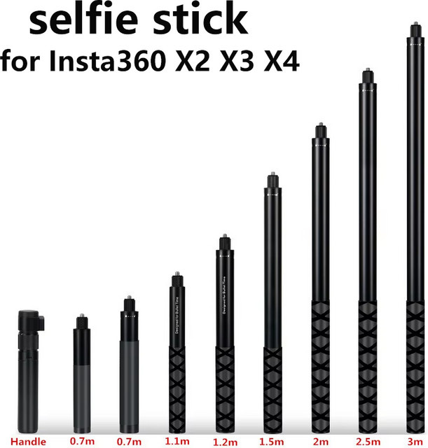 SZKOSTON Unsichtbarer Verlängerter Selfie-Stick und Einbeinstativ aus Metall in Schwarz für Insta360 X3 X4 X5 sowie GoPro und DJI Action 5 4 Zubehör - Bild 1