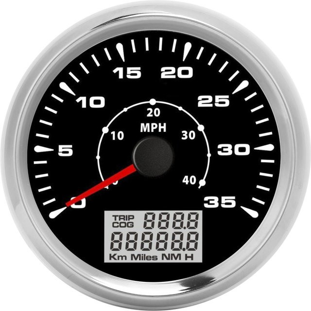 Koogeelife Analoger GPS-Tachometer und Kilometerzähler in Weiß, IP67 wasserdicht, 85mm, 9-32V mit 8 Hintergrundbeleuchtungen für Marinefahrzeuge und LKW - Bild 1