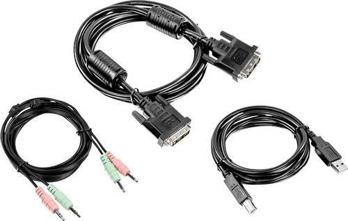 TrendNet KVM Anschlusskabel in Schwarz mit DVI-Stecker 18+5pol., USB 2.0 A und 3,5mm Klinkenstecker - Bild 1