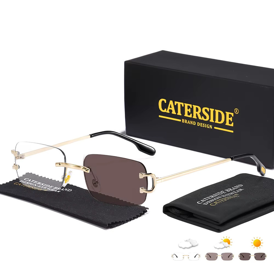 CATERSIDE Sonnenbrille, quadratisch, randlos, Metall, Unisex - Bild 3