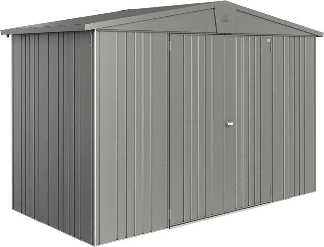 Biohort Gerätehaus Europa aus Metall in Quarzgrau-Metallic mit Satteldach und Doppeltür, B/T/H: 316 x 156 x 209 cm - Bild 1