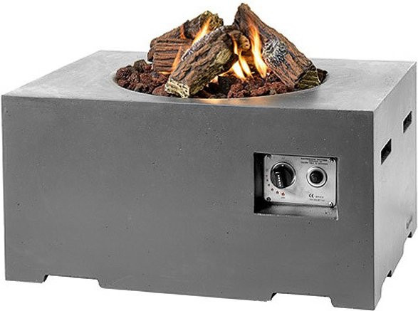 Happy Cocooning Feuertisch rechteckig aus Verbundstoff in Grau, B/T/H: 80 x 60 x 40 cm - Bild 1