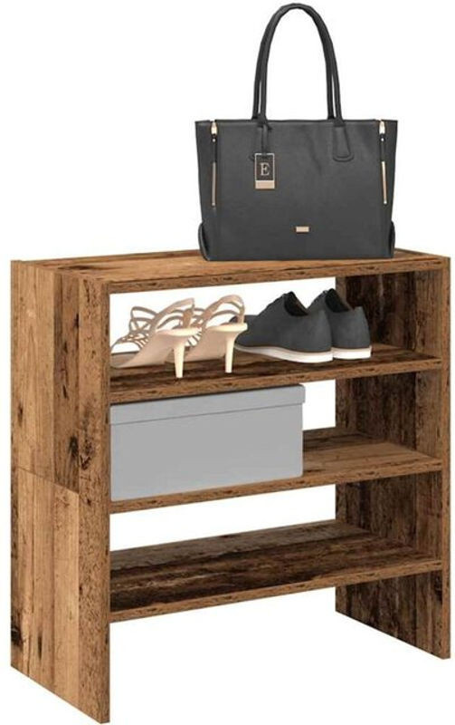 Vidaxl Schuhregale 2er Set in Altholz-Optik Braun, stapelbar, B/T/H: 60 x 30 x 30,5 cm - Bild 1