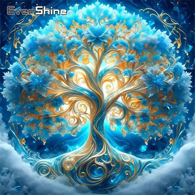 EverShine DIY Diamantmalerei Baum des Lebens als Mosaik-Stickerei für Erwachsene in runder Ausführung - Bild 1