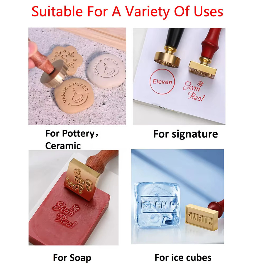 Individueller Tonstempel für Keramikdesign und Seifen in Braun, wählbar in den Größen 25mm, 30mm, 40mm oder 50mm als quadratischer oder runder Logo-Stempel für deine Töpferarbeiten - Bild 4