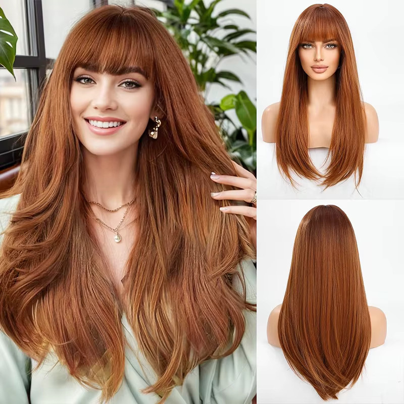 Suri Hair Perücke, rotbraun, lang, gerade, mit Pony, Damen - Bild 3