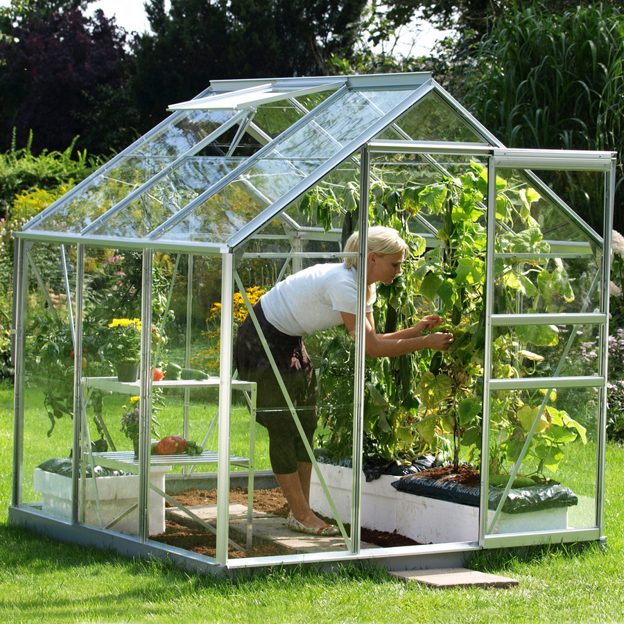 Vitavia Gewächshaus Planet 3800 aus Aluminium mit Sicherheitsglas und Fundamentrahmen in Silber - Bild 4