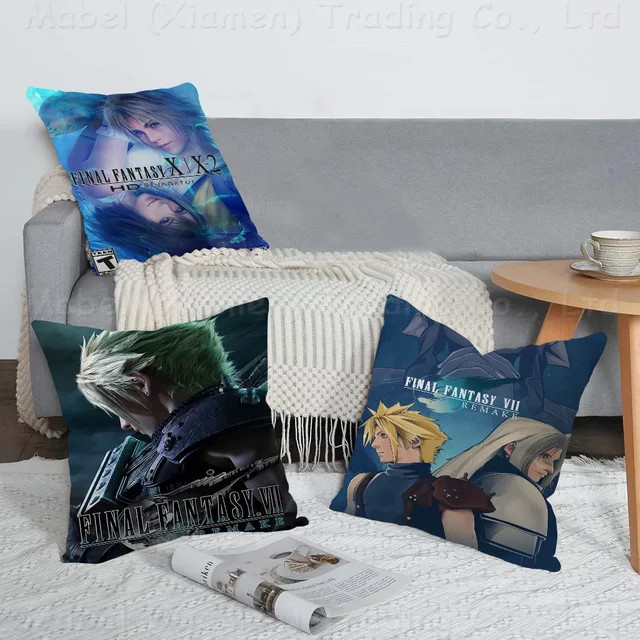 Beast Kingdom Kissenbezug mit Cartoon-Motiv in Blau, quadratischer Plüschbezug mit doppelseitigem Grafikdruck, Breite: 40 cm - Bild 1