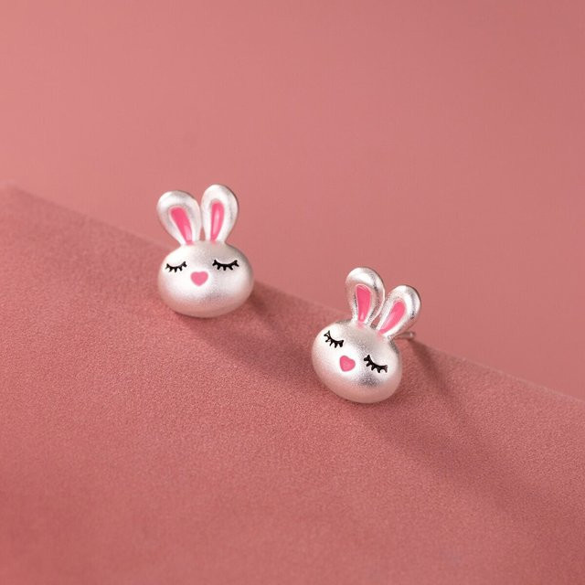 ZTRLIUA Ohrringe, 925 Silber, Rosa Kaninchen, Unisex - Bild 1