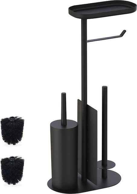 Relaxdays WC Garnitur aus Metall in Schwarz, freistehend, H x B x T: 65 x 26 x 17 cm - Bild 1