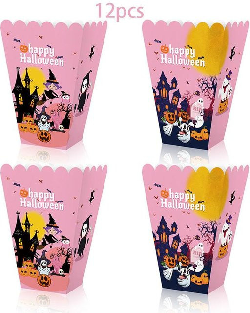 SZ-Damai Halloween Party Einweg Snackboxen aus Papier, 12 Stück, Rosa - Bild 1