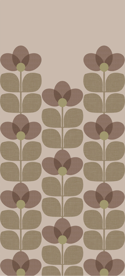 Isidore Leroy Mural Flower Rosee Panel B Wandtapete mit floralem Mid-Century Design in Beige, Braun und Multicolour aus Vlies - Bild 1