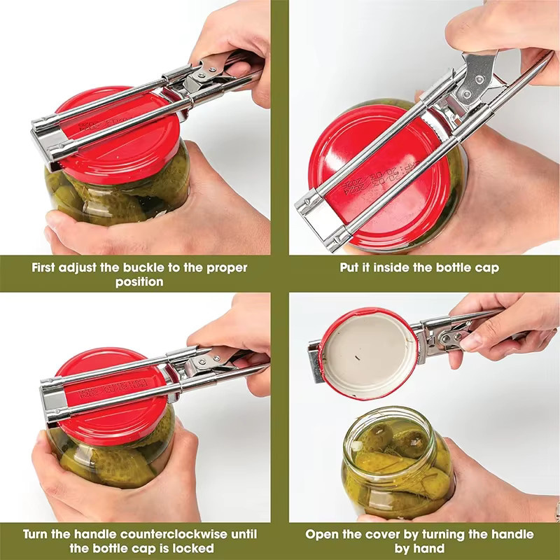 Donirt Multi-Opener verstellbarer Dosen- und Flaschenöffner aus Edelstahl in Silber mit ergonomischem Griff - Bild 3