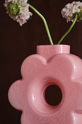 BLOMSTRA Vase in Pink aus Glas und Keramik für den Tisch, Höhe: 22,0 cm, Breite: 20,0 cm, Tiefe: 7,5 cm - Bild 1