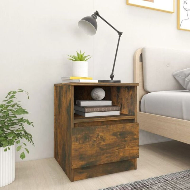 Nachttisch Vidaxl aus Holzwerkstoff in Räuchereiche Braun B/T/H: 40 x 40 x 50 cm - Bild 1