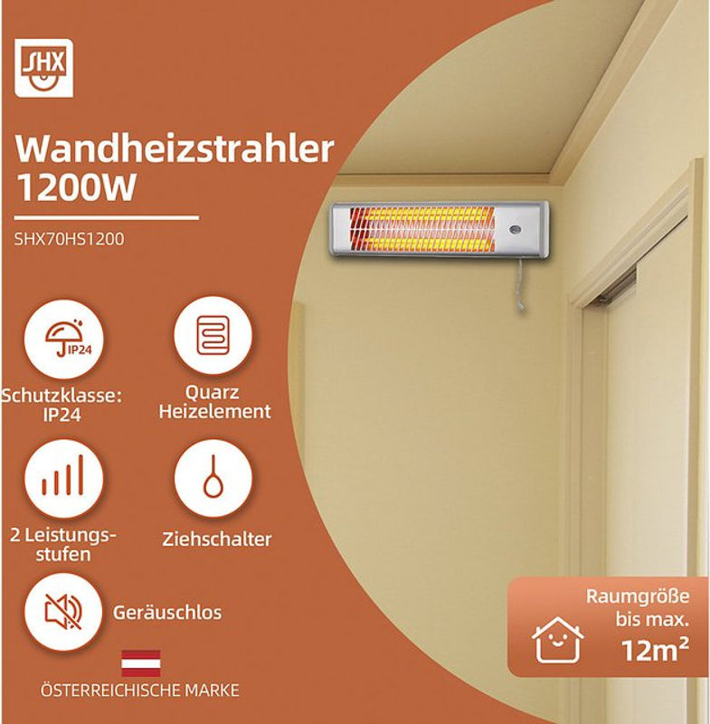 SHX IR-Strahler SHX70HS1200 Silber für 20m² - Bild 2