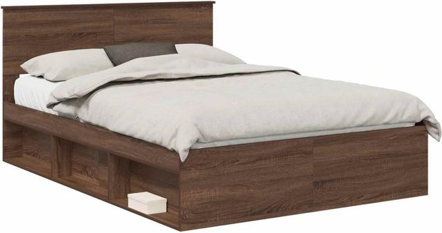 vidaXL Bettrahmen in Eiche Braun aus Holzwerkstoff, B/T/H: 140 x 200 x 90 cm - Bild 1