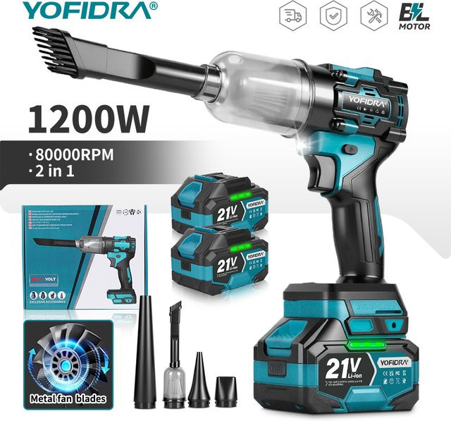 YOFIDRA 1500 W bürstenloser elektrischer Turbogebläse Hand-Laubbläser und Staubblaswerkzeug für Makita 18 V Akkus - Bild 1