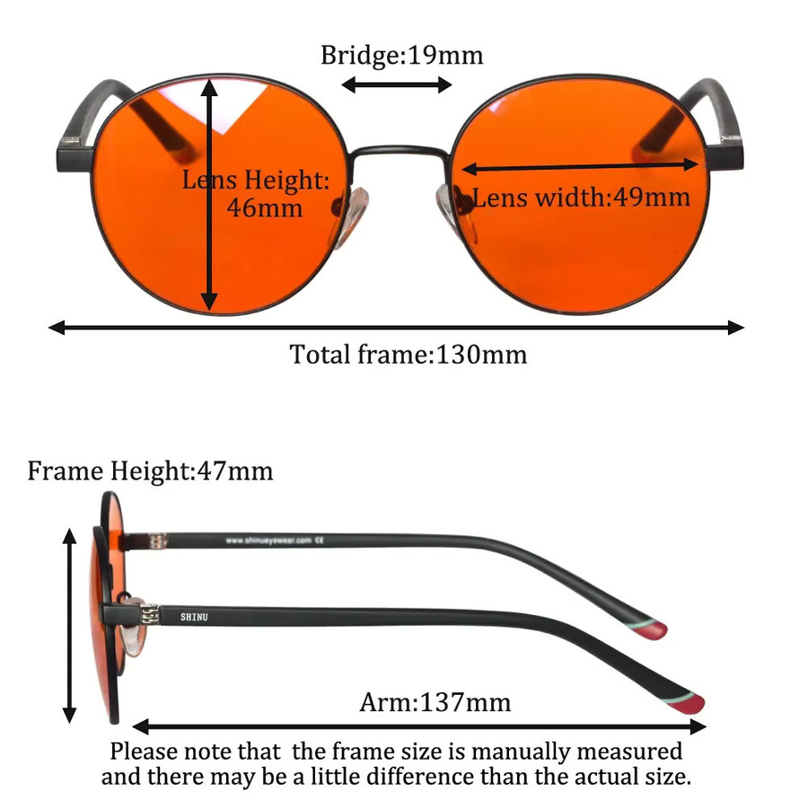 SHINU Blaulicht-Computerbrille, rund, Vollrand, Metall, schwarz, orange, Damen - Bild 2