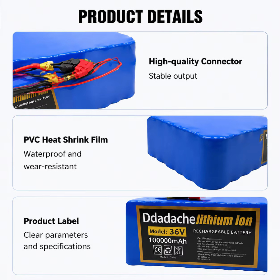 Ddadache 18650 Akkupack 10S4P Lithium-Batterie 36V 100Ah in Blau für Elektroroller und E-Fahrzeuge - Bild 4