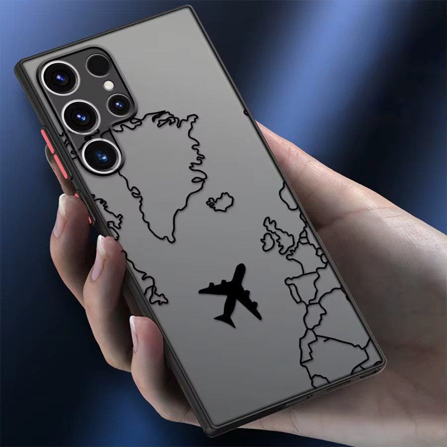 Line Airplane Topographic Handyhülle für Samsung Galaxy S25 Ultra S24 FE S23 S22 Plus S21 S20 S10 – Grau - Bild 4