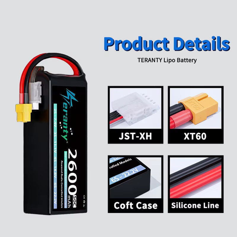 TERANTY 4S Lipo-Akku 14,8V 2600mAh 50C/100C Softcase mit T XT60 Stecker, 2-teiliges Set - Bild 3