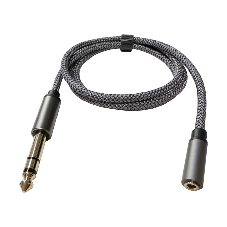 Stereo-Audio-Verlängerungskabel Adapter 6,35mm TRS Stecker auf 3,5mm Buchse in Grau - Bild 4