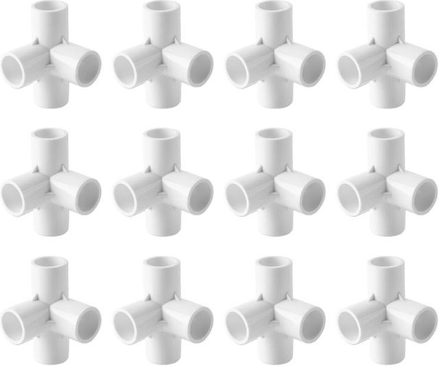 12 Stück Professionelle Wasserrohrkupplungen von Cyprinoid in Weiß für Hausinstallationen, Möbel, Gewächshäuser und Bewässerungssysteme mit 20mm Durchmesser - Bild 1