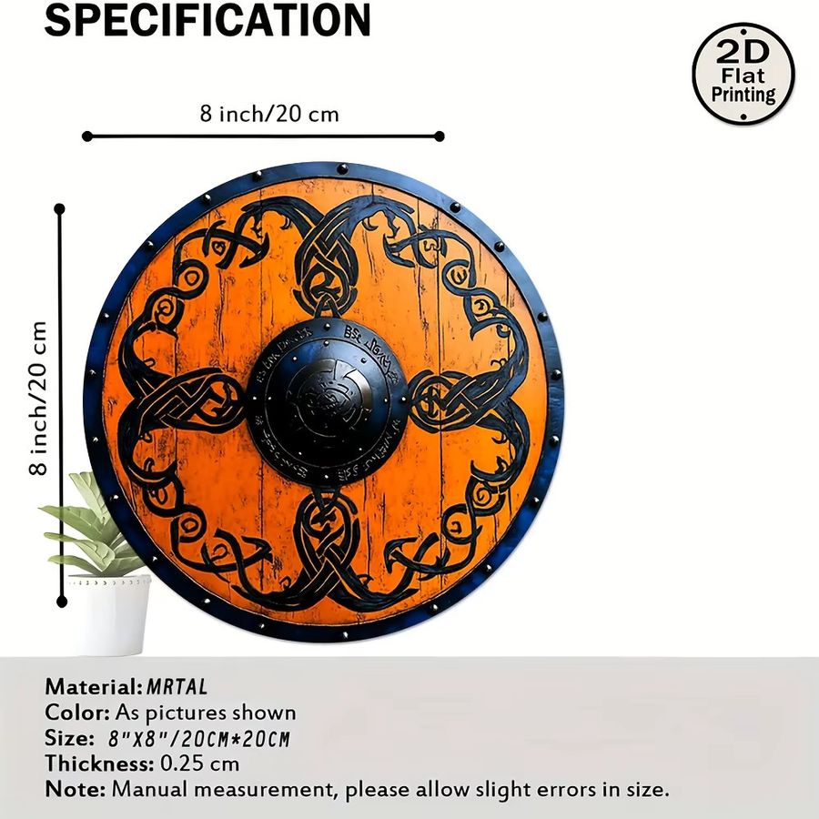 Potdemiel Metallschild Viking Orange Shield mit keltischem Muster, rund, Durchmesser: 20,32 cm - Bild 3